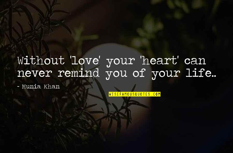 Rochester Ny Quotes By Munia Khan: Without 'love' your 'heart' can never remind you