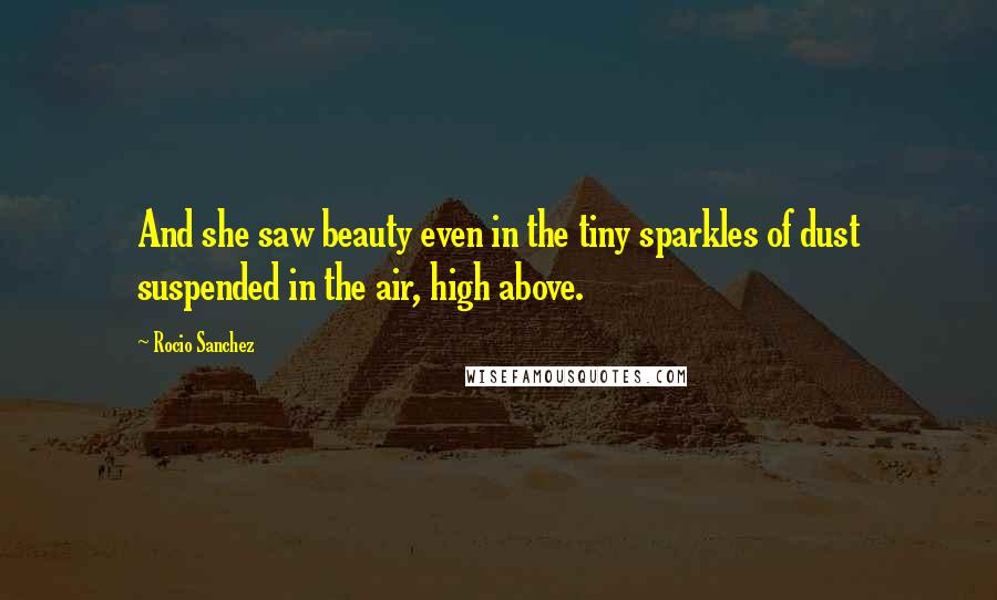 Rocio Sanchez quotes: And she saw beauty even in the tiny sparkles of dust suspended in the air, high above.