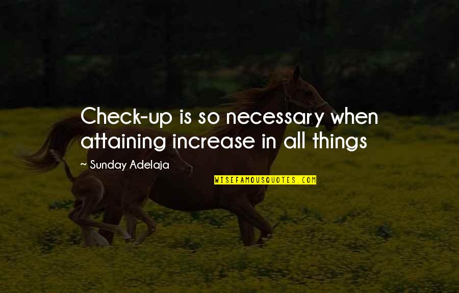 Rock Cairns Quotes By Sunday Adelaja: Check-up is so necessary when attaining increase in