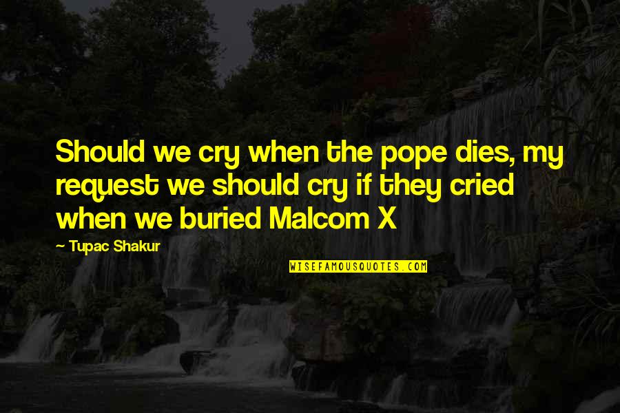 Rock Crawling Quotes By Tupac Shakur: Should we cry when the pope dies, my