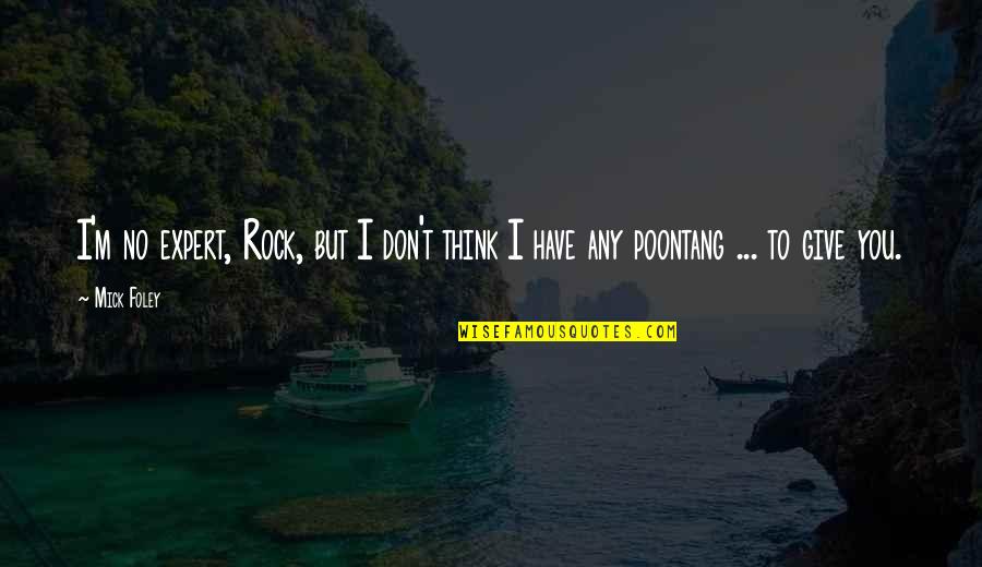 Rock Out Funny Quotes By Mick Foley: I'm no expert, Rock, but I don't think