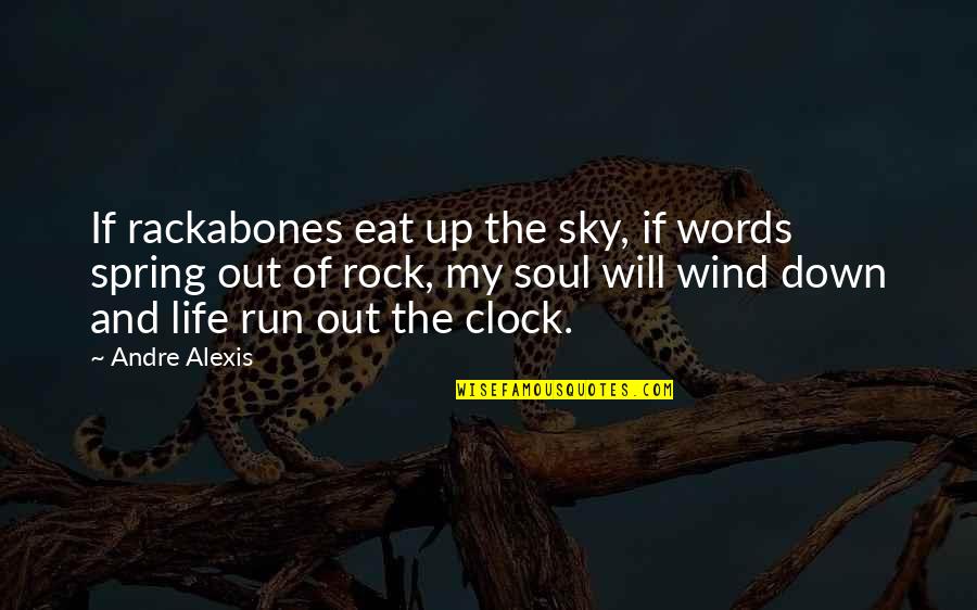 Rock Out Quotes By Andre Alexis: If rackabones eat up the sky, if words