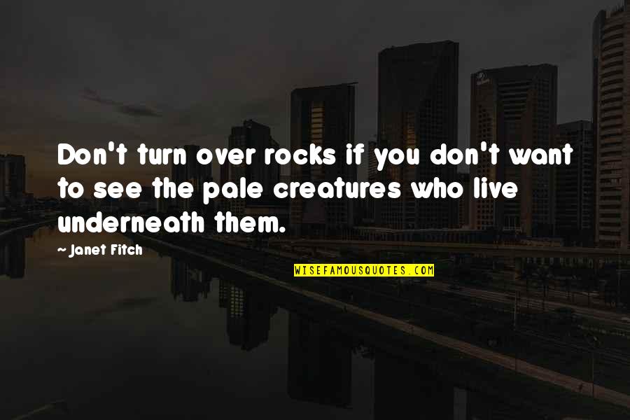 Rocks And Life Quotes By Janet Fitch: Don't turn over rocks if you don't want