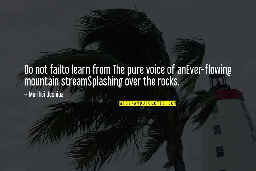 Rocks Of Quotes By Morihei Ueshiba: Do not failto learn from The pure voice