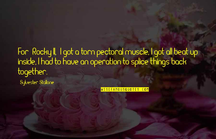 Rocky Ii Quotes By Sylvester Stallone: For 'Rocky II,' I got a torn pectoral