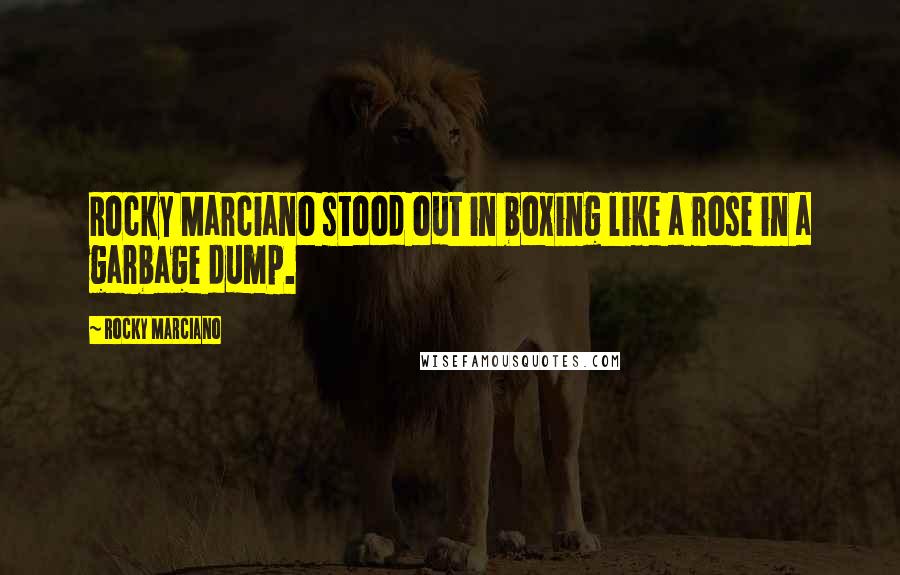 Rocky Marciano quotes: Rocky Marciano stood out in boxing like a rose in a garbage dump.