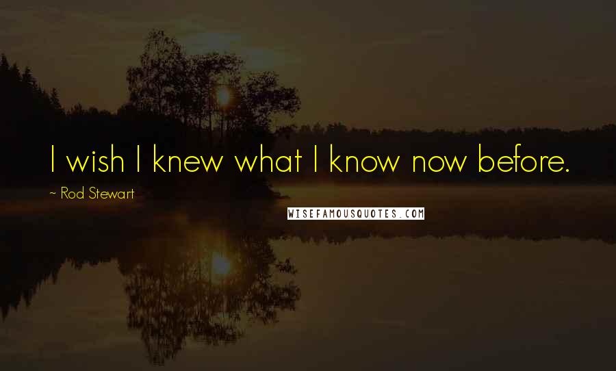 Rod Stewart quotes: I wish I knew what I know now before.