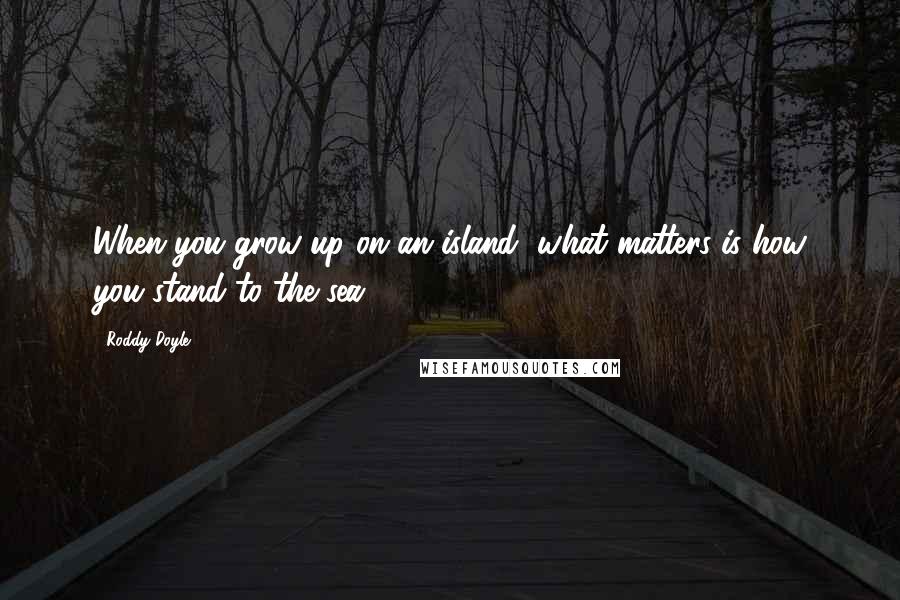 Roddy Doyle quotes: When you grow up on an island, what matters is how you stand to the sea.