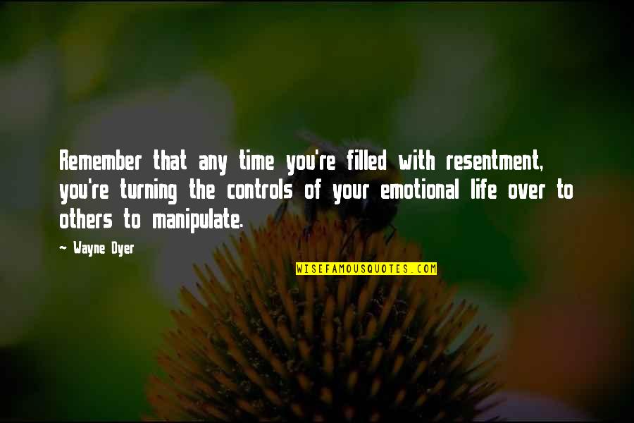 Rodeck Block Quotes By Wayne Dyer: Remember that any time you're filled with resentment,