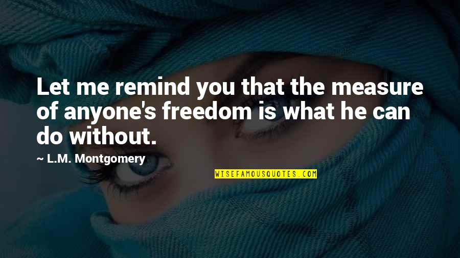 Roeper Review Quotes By L.M. Montgomery: Let me remind you that the measure of