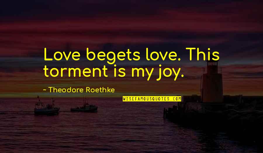 Roethke Quotes By Theodore Roethke: Love begets love. This torment is my joy.