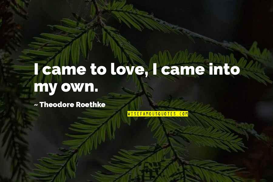Roethke Quotes By Theodore Roethke: I came to love, I came into my