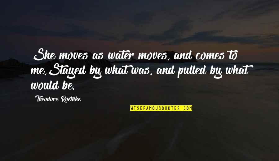 Roethke Quotes By Theodore Roethke: She moves as water moves, and comes to