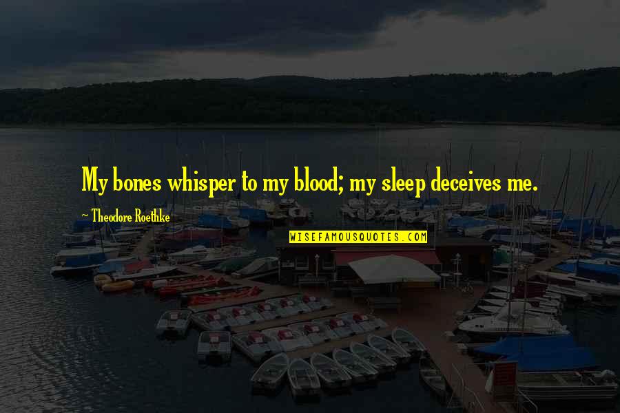 Roethke Quotes By Theodore Roethke: My bones whisper to my blood; my sleep