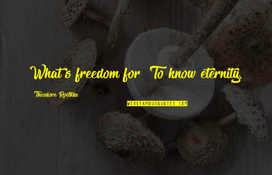 Roethke Quotes By Theodore Roethke: What's freedom for? To know eternity.