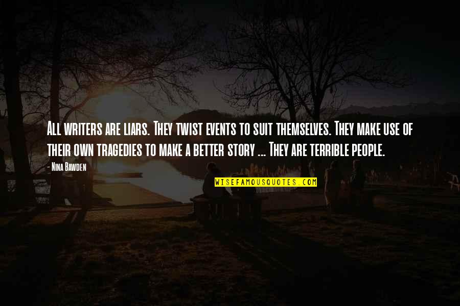 Roffman Miller Quotes By Nina Bawden: All writers are liars. They twist events to Roffman Miller Quotes By Nina Bawden: All writers are liars. They twist events to