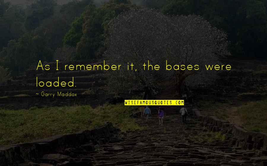Rogaska Quotes By Garry Maddox: As I remember it, the bases were loaded. Rogaska Quotes By Garry Maddox: As I remember it, the bases were loaded.