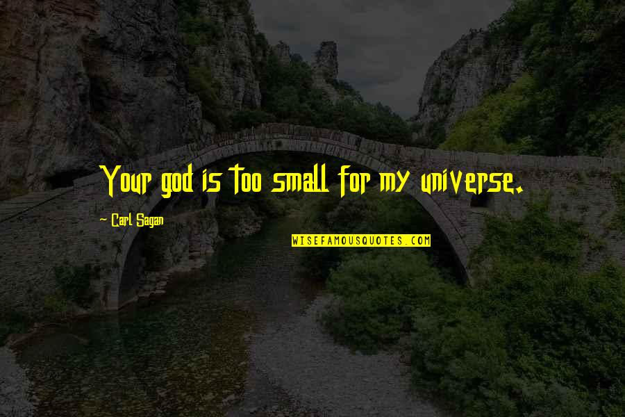 Roger Delgado Quotes By Carl Sagan: Your god is too small for my universe. Roger Delgado Quotes By Carl Sagan: Your god is too small for my universe.
