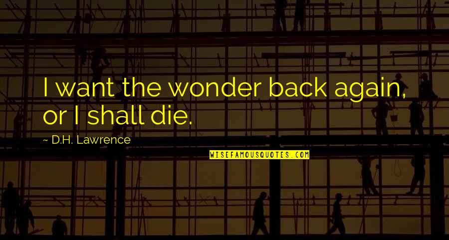 Roger J Williams Quotes By D.H. Lawrence: I want the wonder back again, or I