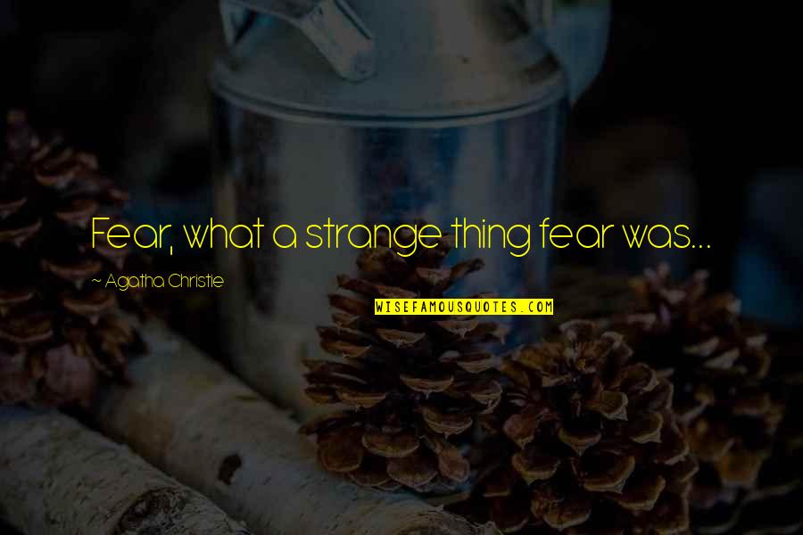 Rogner Quintela Quotes By Agatha Christie: Fear, what a strange thing fear was...