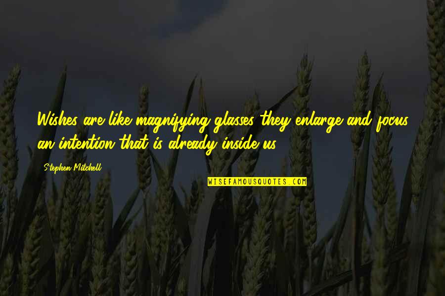 Rohollah Fareed Quotes By Stephen Mitchell: Wishes are like magnifying glasses they enlarge and Rohollah Fareed Quotes By Stephen Mitchell: Wishes are like magnifying glasses they enlarge and