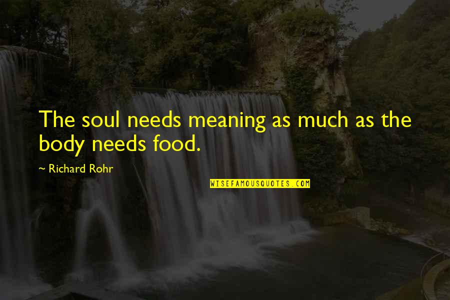 Rohr Quotes By Richard Rohr: The soul needs meaning as much as the