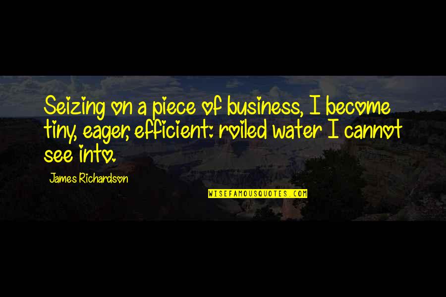 Roiled Quotes By James Richardson: Seizing on a piece of business, I become