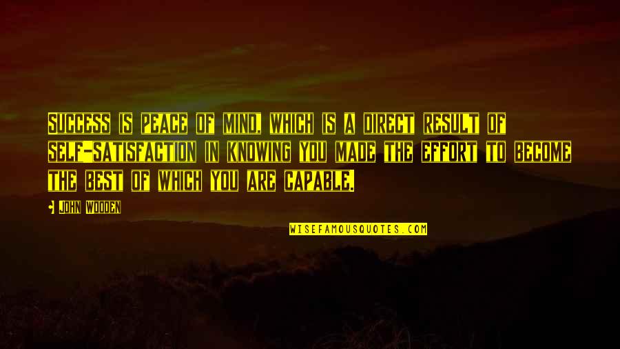 Rojer Free Quotes By John Wooden: Success is peace of mind, which is a