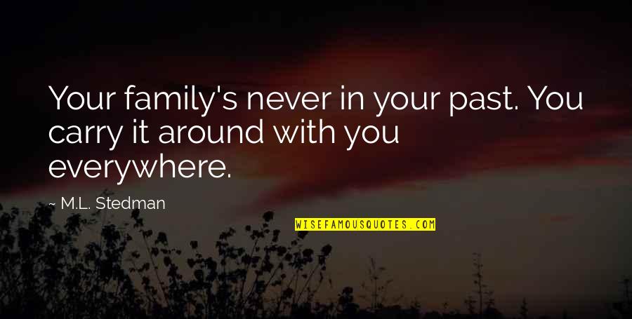 Rojinski Durchsichtig Quotes By M.L. Stedman: Your family's never in your past. You carry