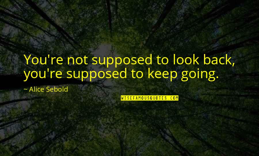 Rokenbok Quotes By Alice Sebold: You're not supposed to look back, you're supposed