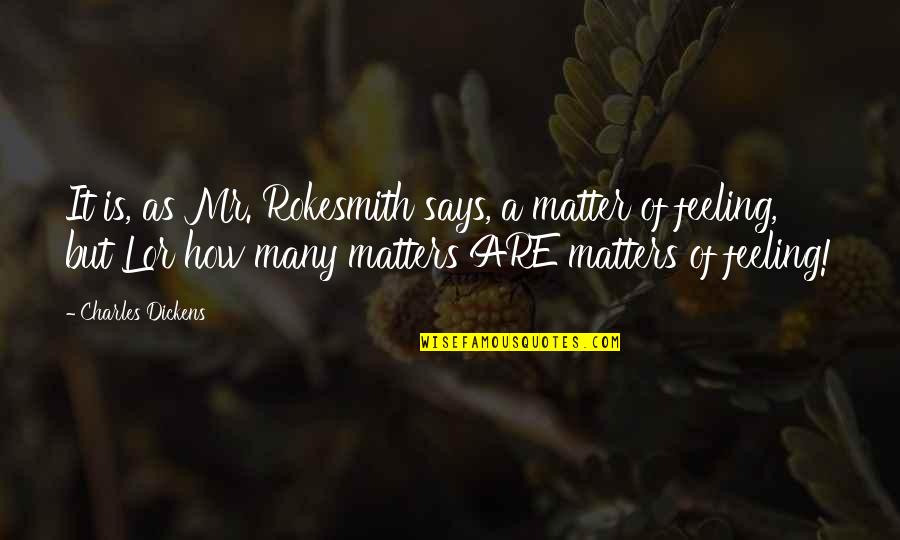 Rokesmith's Quotes By Charles Dickens: It is, as Mr. Rokesmith says, a matter