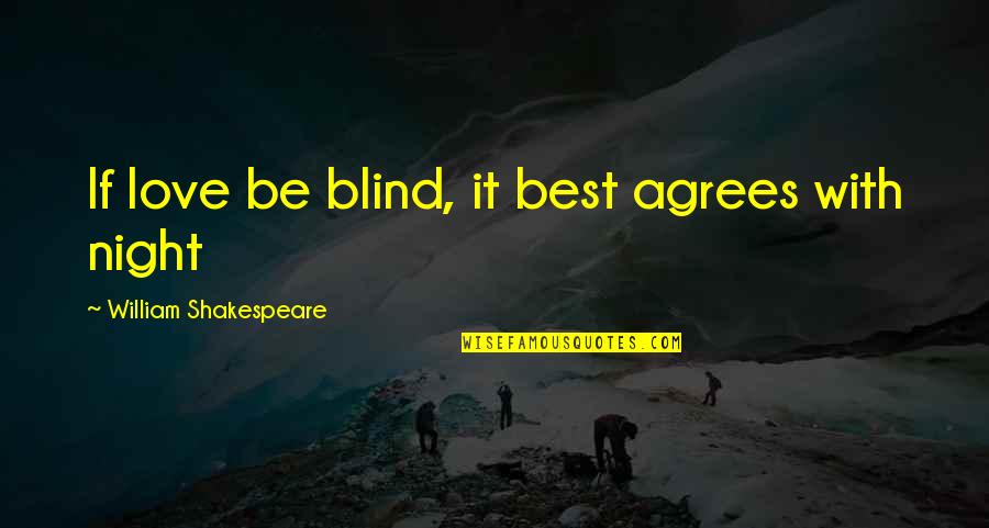 Rokitansky Tubercle Quotes By William Shakespeare: If love be blind, it best agrees with Rokitansky Tubercle Quotes By William Shakespeare: If love be blind, it best agrees with