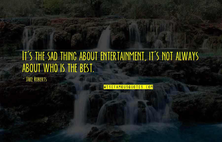 Role Of A Wife Quotes By Jake Roberts: It's the sad thing about entertainment, it's not