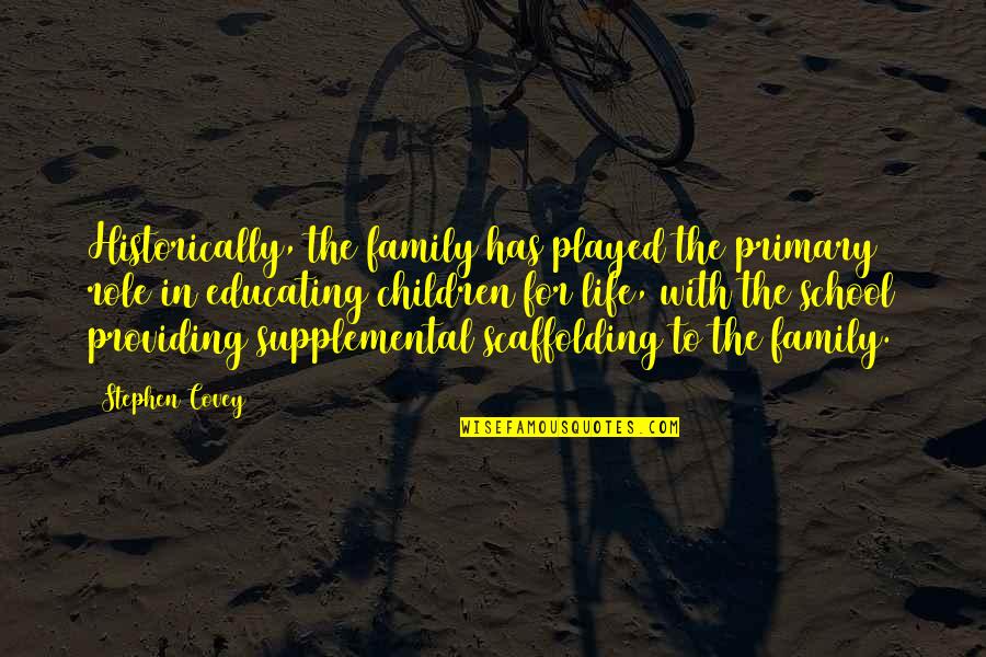 Role Of Family Quotes By Stephen Covey: Historically, the family has played the primary role