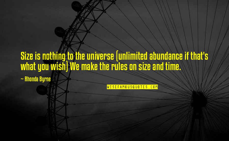 Rolens Dothan Quotes By Rhonda Byrne: Size is nothing to the universe (unlimited abundance