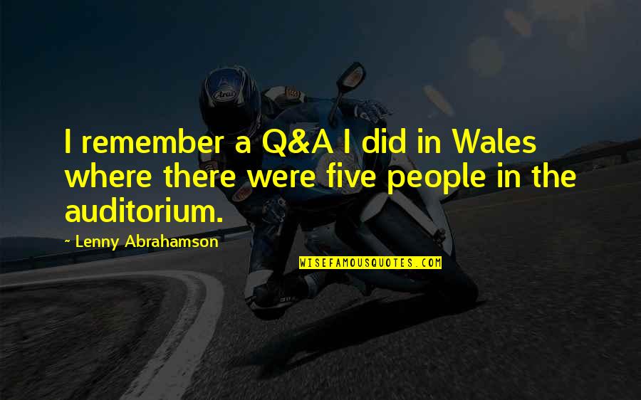 Rolheiser Seeking Quotes By Lenny Abrahamson: I remember a Q&A I did in Wales