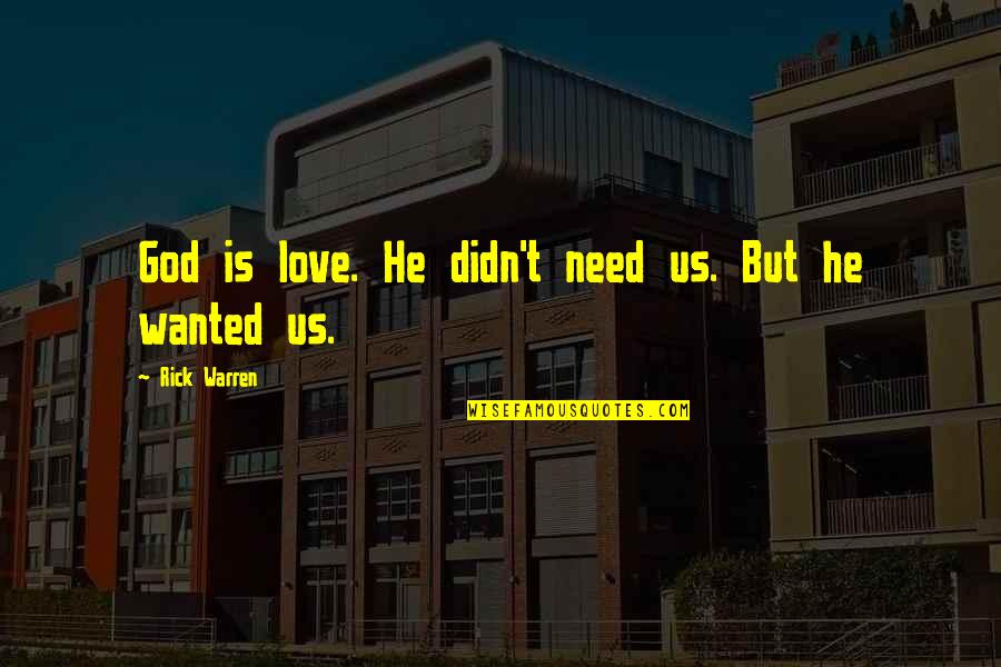 Rolleiflex Camera Quotes By Rick Warren: God is love. He didn't need us. But Rolleiflex Camera Quotes By Rick Warren: God is love. He didn't need us. But