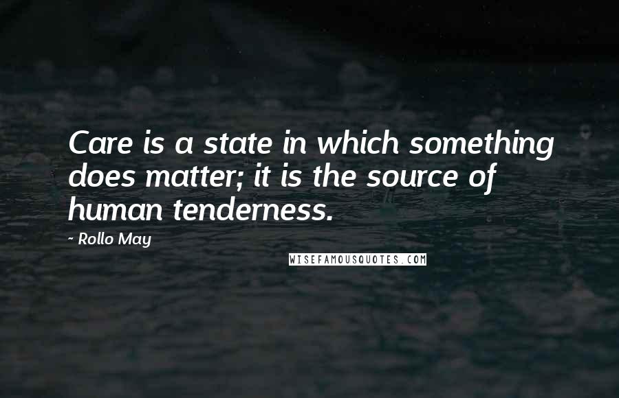 Rollo May quotes: Care is a state in which something does matter; it is the source of human tenderness.