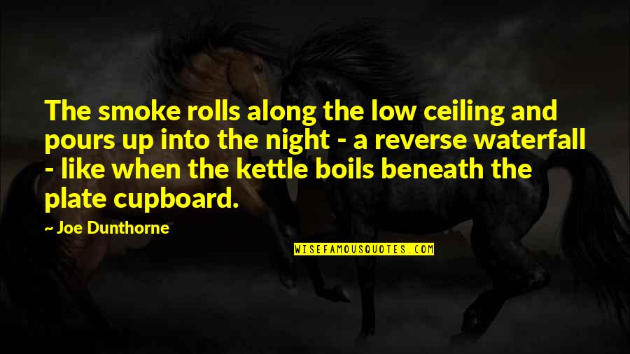 Rolls Quotes By Joe Dunthorne: The smoke rolls along the low ceiling and
