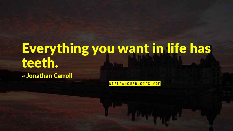Rom34 Quotes By Jonathan Carroll: Everything you want in life has teeth.