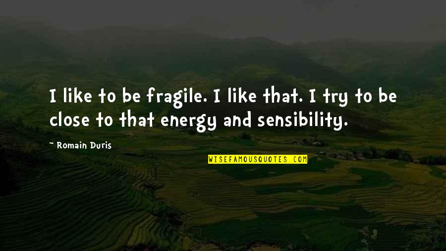 Romain Duris Quotes By Romain Duris: I like to be fragile. I like that.