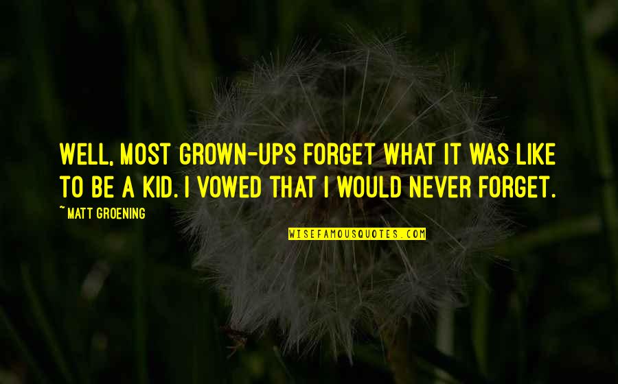 Romain Grosjean Quotes By Matt Groening: Well, most grown-ups forget what it was like
