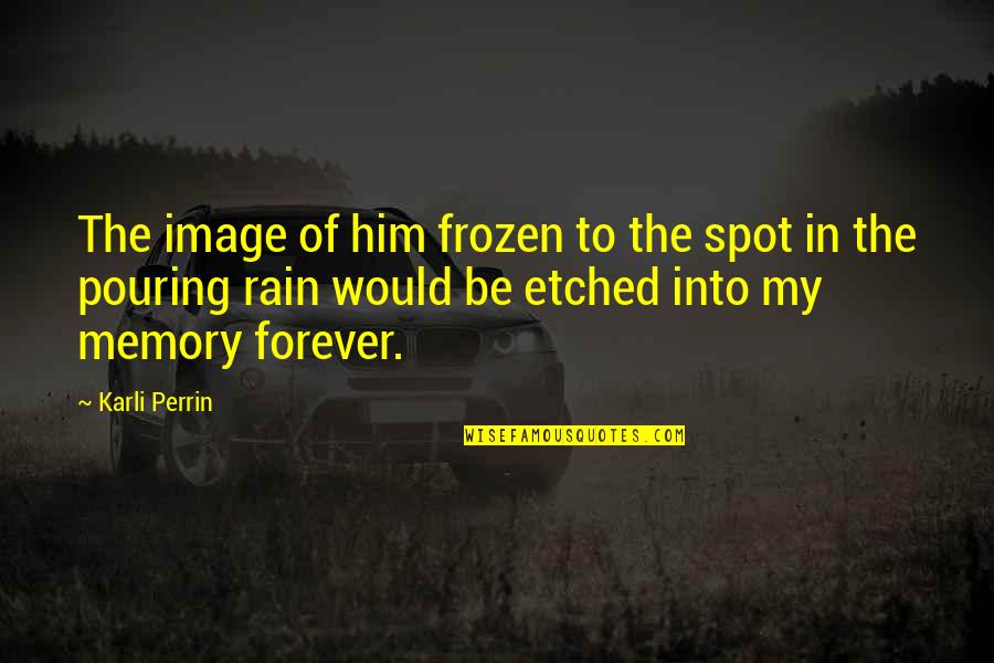 Romance In The Rain Quotes By Karli Perrin: The image of him frozen to the spot