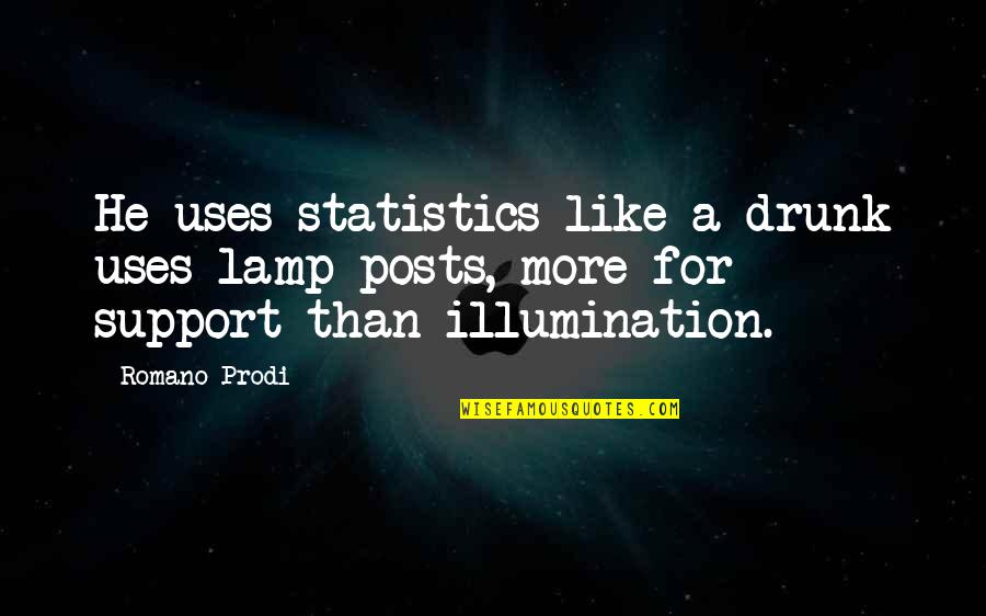 Romano Prodi Quotes By Romano Prodi: He uses statistics like a drunk uses lamp-posts,