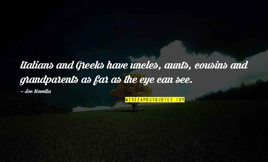 Romantic Eye Quotes By Joe Novella: Italians and Greeks have uncles, aunts, cousins and