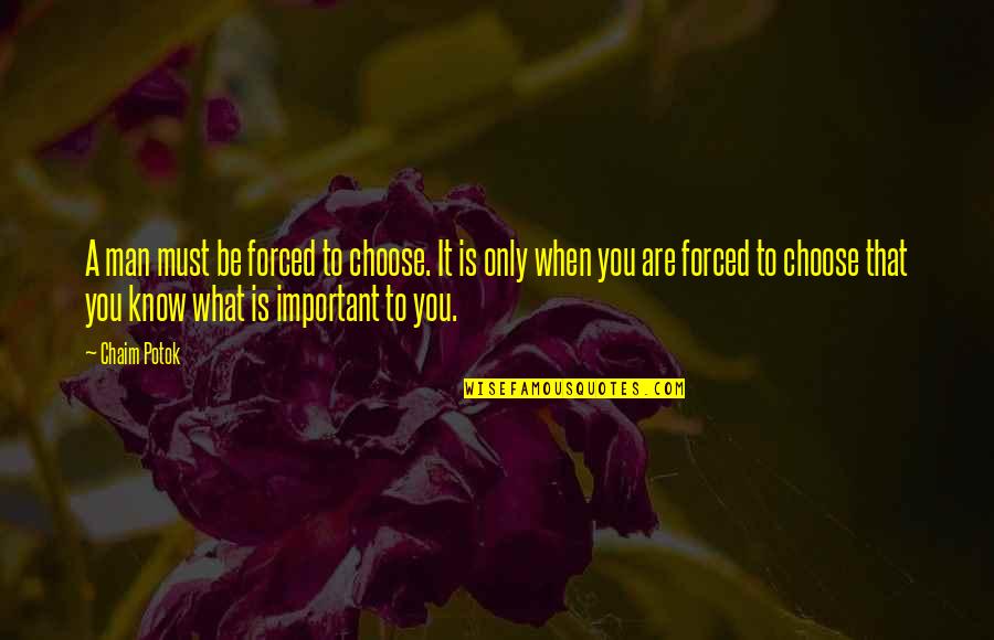 Romantic Firework Quotes By Chaim Potok: A man must be forced to choose. It Romantic Firework Quotes By Chaim Potok: A man must be forced to choose. It