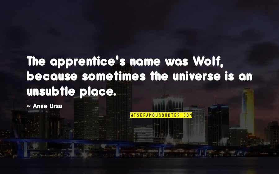 Romantic Hubby Quotes By Anne Ursu: The apprentice's name was Wolf, because sometimes the