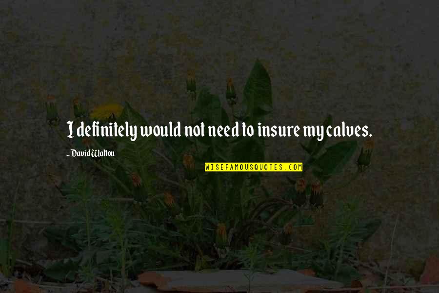 Romantic John Hughes Quotes By David Walton: I definitely would not need to insure my Romantic John Hughes Quotes By David Walton: I definitely would not need to insure my