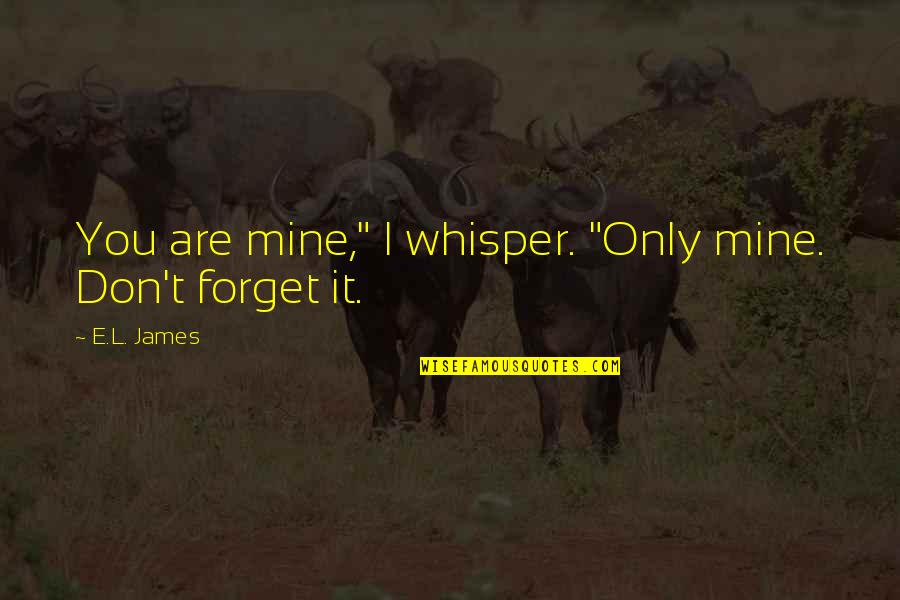 Romantic Minecraft Quotes By E.L. James: You are mine," I whisper. "Only mine. Don't