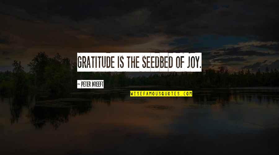 Romantic One Liners Quotes By Peter Kreeft: Gratitude is the seedbed of joy.
